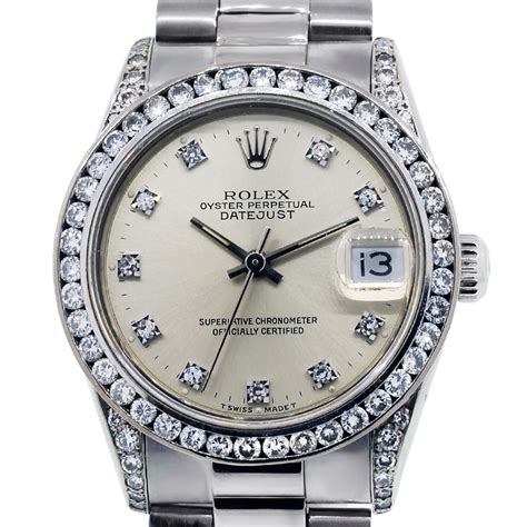 classic white gold rolex with diamonds|solid gold rolex with diamonds.